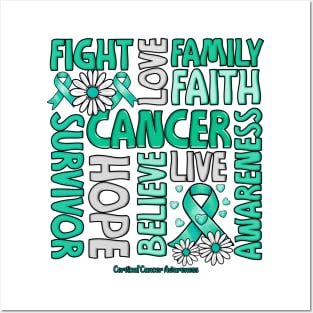 Cervical Cancer Awareness - Fight love survivor ribbon Posters and Art